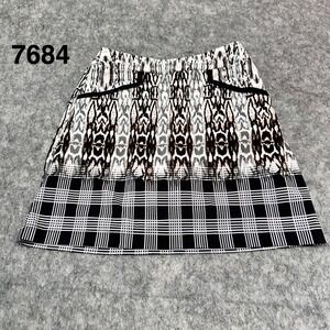 EP New York XS Golf Skort Black White Plaid Ikat Mixed Print Activewear New